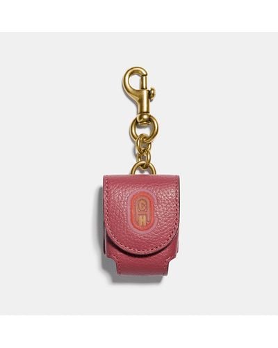 COACH Wireless Earbud Case Bag Charm With Patch - Red