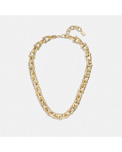 COACH Chunky Signature Chain Link Necklace - Metallic