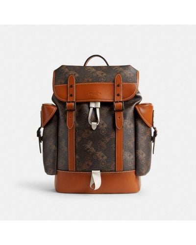 COACH Hitch Backpack With Large Horse And Carriage Print - Brown