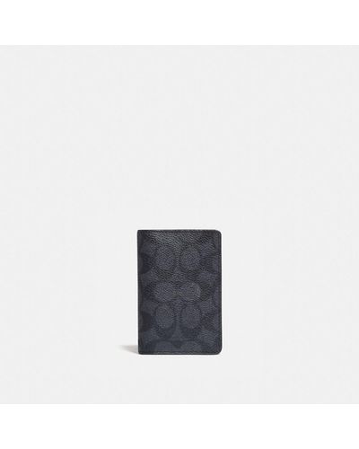 COACH Card Wallet In Signature Canvas - Gray