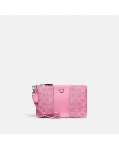 COACH Small Wristlet In Signature Canvas - Pink