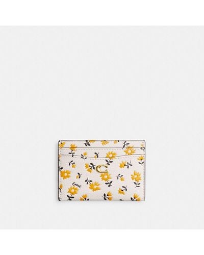 COACH Essential Card Case With Floral Print - Metallic