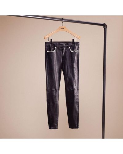COACH Upcrafted Stretch Leather Pants - Blue