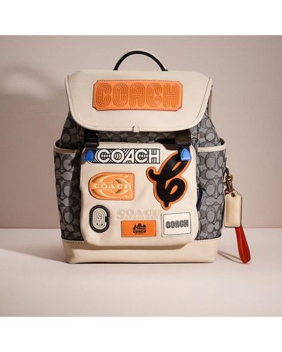 COACH Upcrafted League Flap Backpack In Signature Jacquard - Multicolor