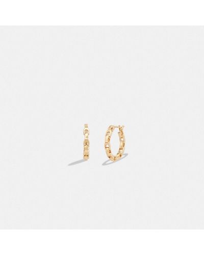 COACH Signature Chain Small Hoop Earrings - Metallic