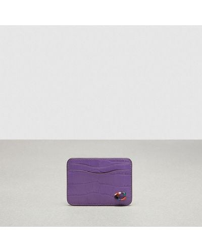 COACH Wavy Card Case In Croc Embossed Topia Leather - Purple