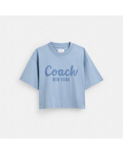 COACH Cursive Signature Cropped T Shirt - Blue