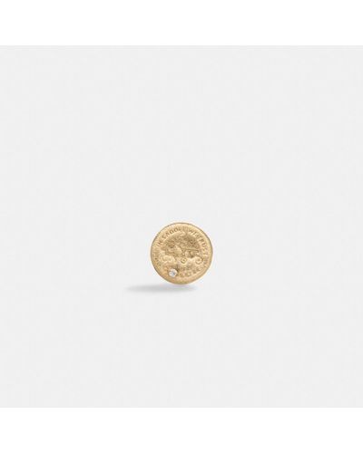 COACH 14 K Gold Coin Single Stud Earring - White