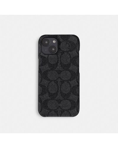 COACH Iphone 15 Case In Signature Canvas - Black