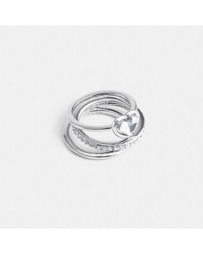 COACH Halo Heart Ring Set - Metallic