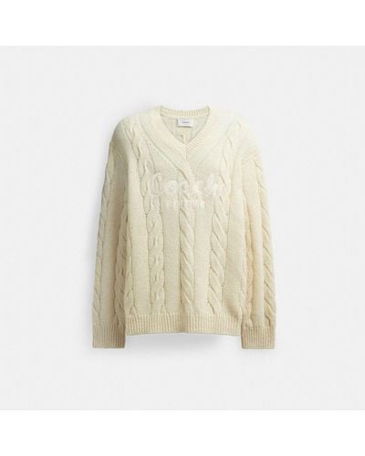 COACH Signature Sweater In Recycled Wool - White