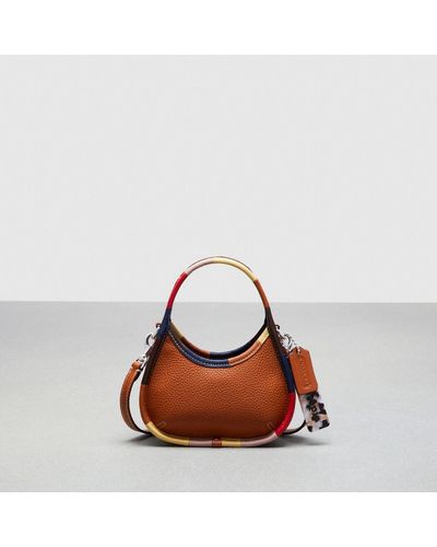 COACH Mini Ergo Bag With Crossbody Strap In Topia Leather With Upcrafted Leather Binding - Brown