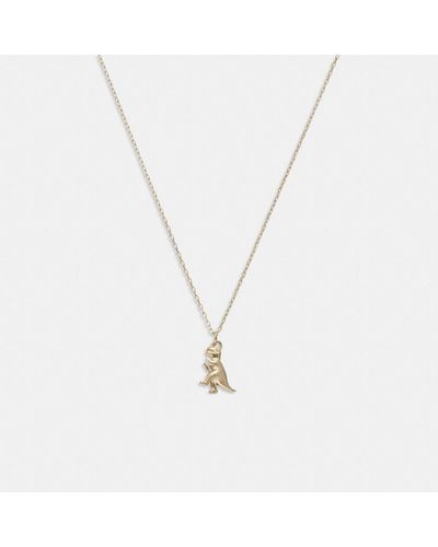 COACH 14k Gold Rexy Pendant Necklace - Metallic