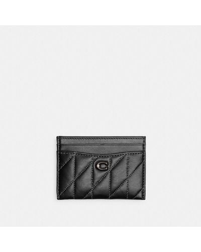 COACH Logo-plaque Quilted-leather Card Holder - Black