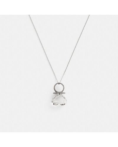 COACH Heart Gemstone Ring Pendant Necklace - Metallic
