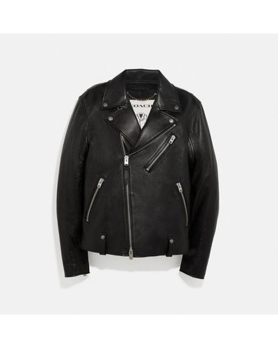 COACH Leather Moto Jacket - Black