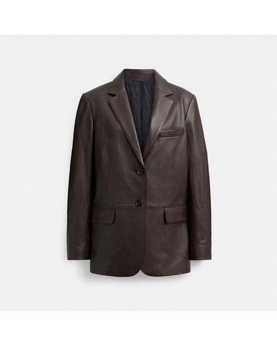 COACH Leather Blazer - Brown