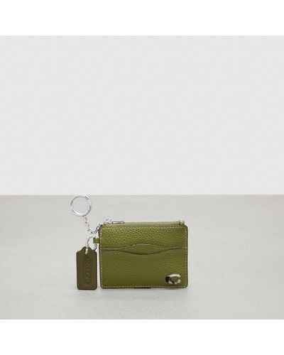 COACH Wavy Zip Card Case With Key Ring In Pebbled Topia Leather - Green