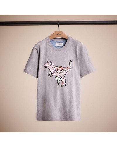 COACH Restored Patchwork Rexy T Shirt In Organic Cotton - Gray