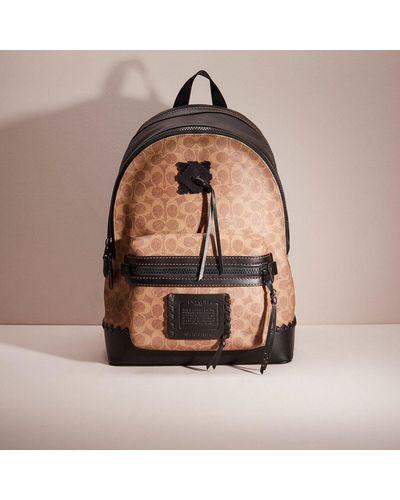 COACH Restored Academy Backpack In Signature Canvas With Whipstitch - Natural