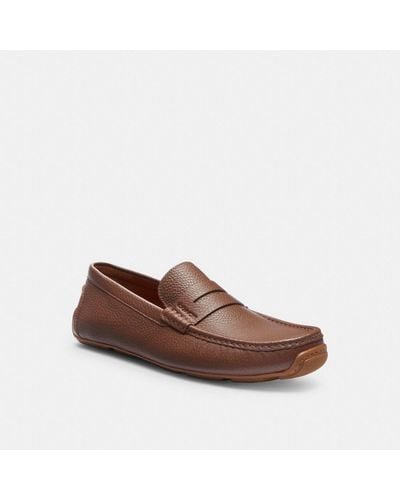 COACH Luca Leather Driver Loafer - Brown