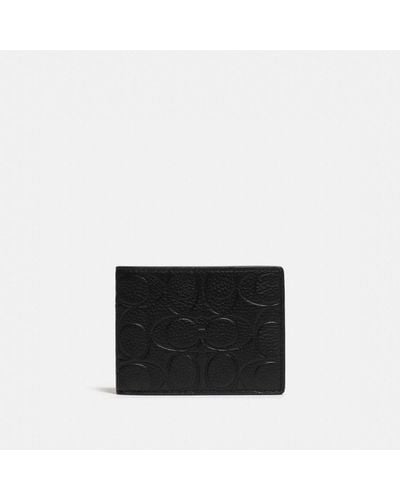 COACH Slim Billfold Wallet In Signature Leather - Black