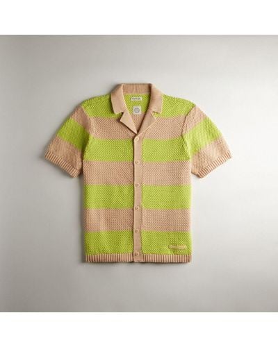 COACH Topia Loop Crochet Button Up Shirt - Yellow