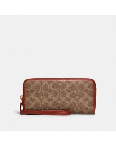 COACH Continental Wallet In Signature Canvas - Brown