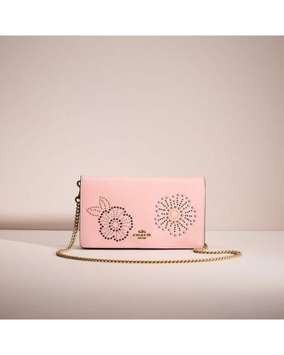 COACH Restored Callie Foldover Chain Clutch With Tea Rose Rivets - Pink
