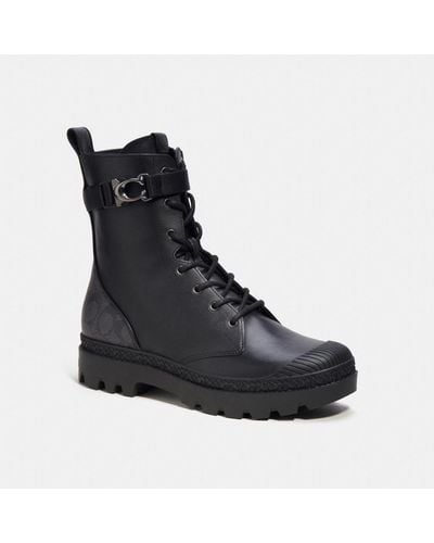 COACH Tucker Boot With Signature Canvas - Black