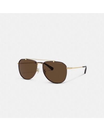 COACH Metal Windsor Pilot Sunglasses - Brown