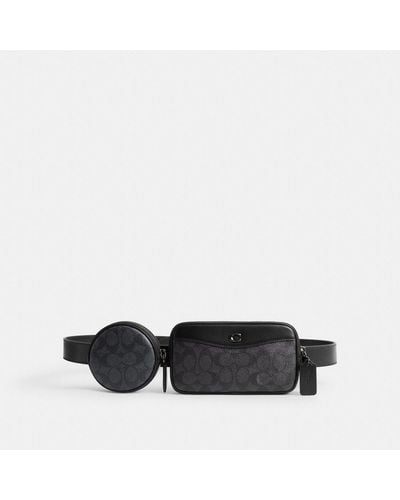 COACH Multi Pouch Belt Bag In Signature Canvas - Black