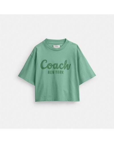 COACH Cursive Signature Cropped T Shirt - Green