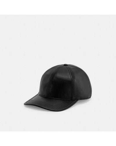 COACH Leather Baseball Hat - Black
