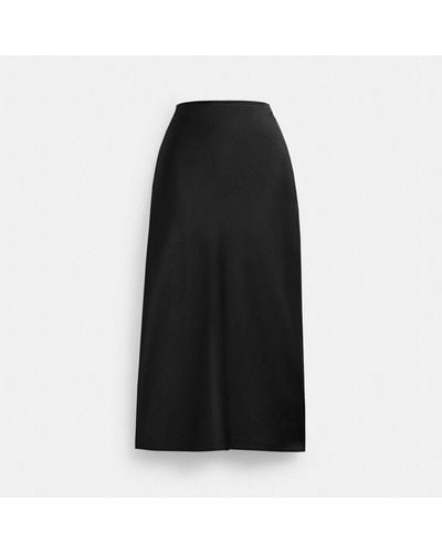 COACH Long Satin Midi Skirt - Black