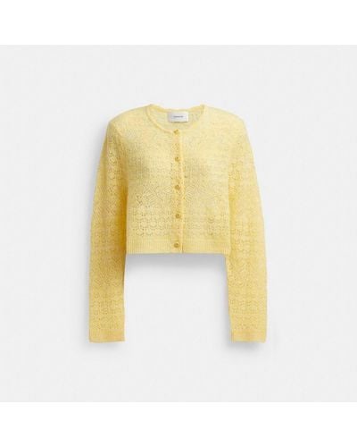 COACH Lace Knit Cardigan - Yellow