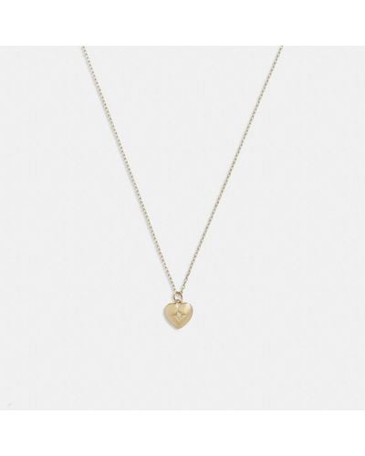 COACH 14k Gold Heart Pendant Necklace - Metallic