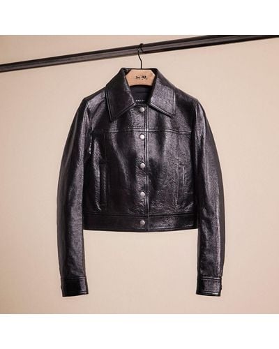 COACH Restored Patent Leather Jacket - Black