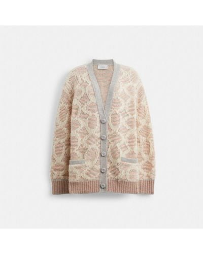 COACH Long Signature Cardigan - Natural