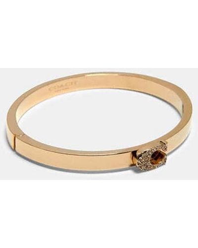 COACH Pave Signature Hinged Bangle - Brown