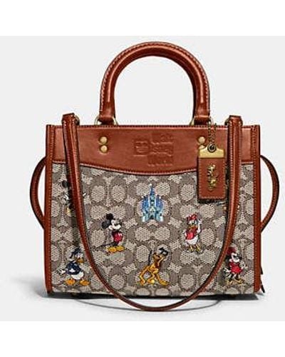 COACH Disney X Coach Rogue Bag 25 In Signature Textile Jacquard With Mickey Mouse And Friends Embroidery - Black