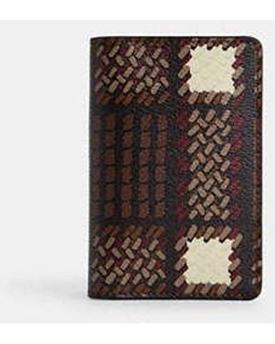 COACH Id Wallet With Plaid Print - Brown
