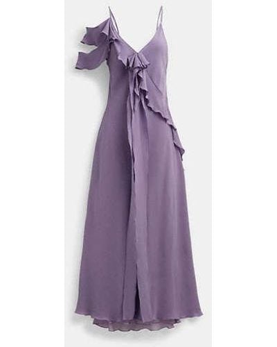 COACH Spaghetti Strap Bias Dress - Purple