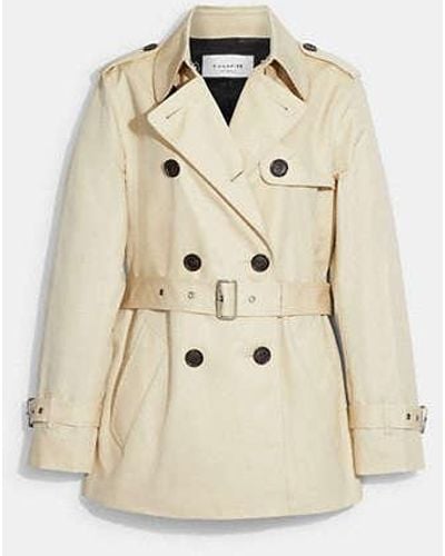 COACH Solid Short Trench Coat - Natural