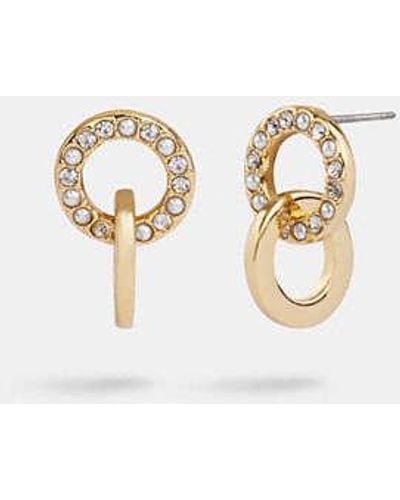COACH Interlocking Open Circle Pearl Huggie Earrings - Black