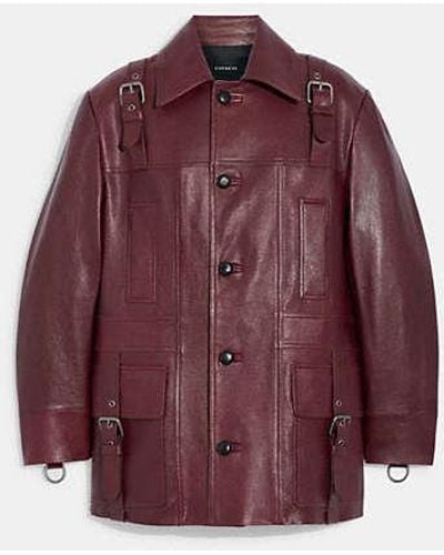 COACH Leather Jacket - Purple