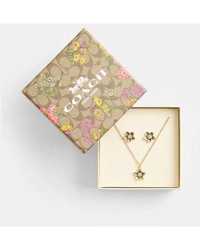 COACH Wildflower Earrings And Necklace Set - Black