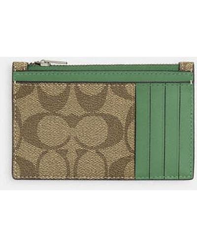 COACH Zip Card Case In Signature Canvas - Green