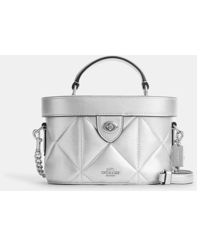COACH Kay Crossbody In Silver Metallic With Puffy Diamond Quilting - White