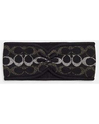 COACH Signature Metallic Knit Headband - Black